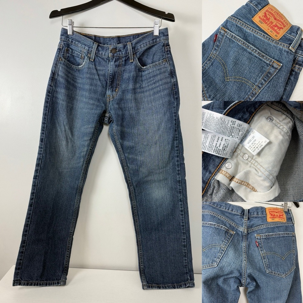 Levi's 559 Denim Jeans Mens 30x30 Blue Straight Med Wash 5 Pocket‎ Stretch